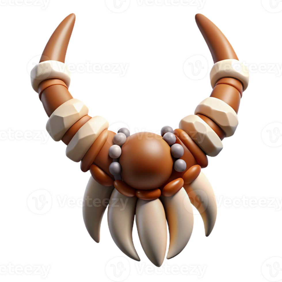 enchanting tranquil geometric Ultra-detailed, photorealistic, isolated cutout, tribal man's necklace, animal teeth, claws, bone beads with Transparent Background top-tier png