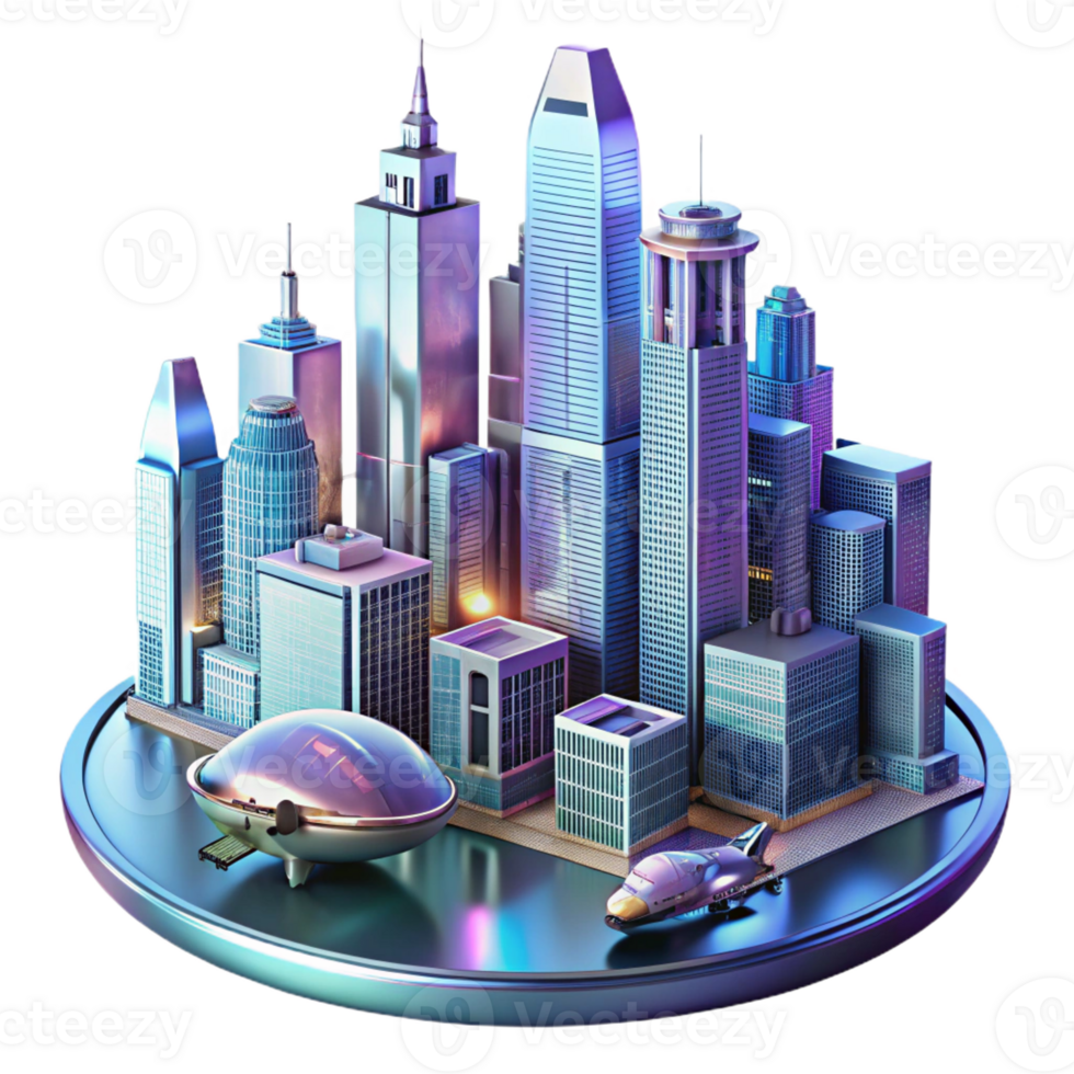 extraordinary minimalist A Futuristic Cityscape with Towering high quality png