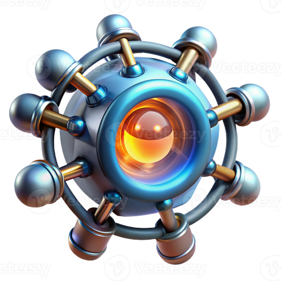 hypnotic geometric High-tech energy cell with glowing core and intricate connectors with Transparent Background gallery standard png