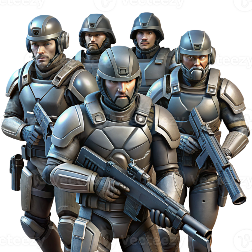 impressive contemporary A Group of Futuristic Soldiers with authentic png
