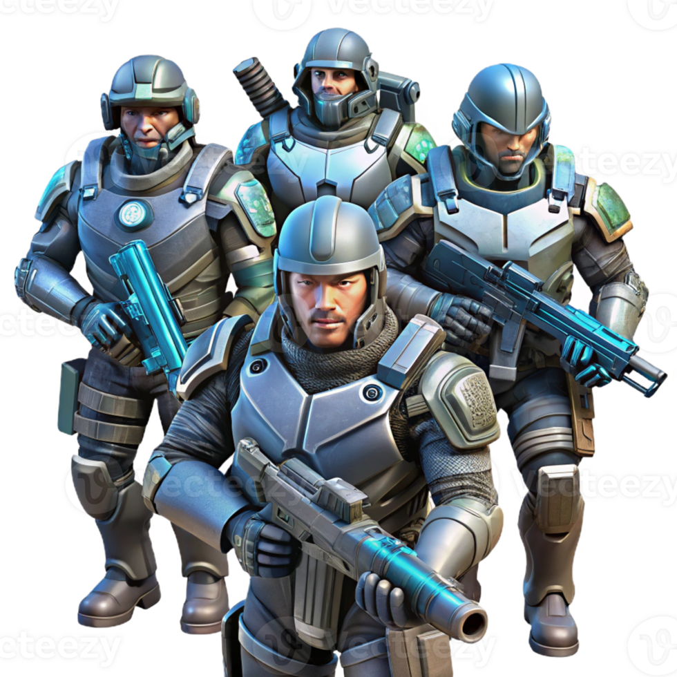 extraordinary creative A Group of Futuristic Soldiers with authentic png