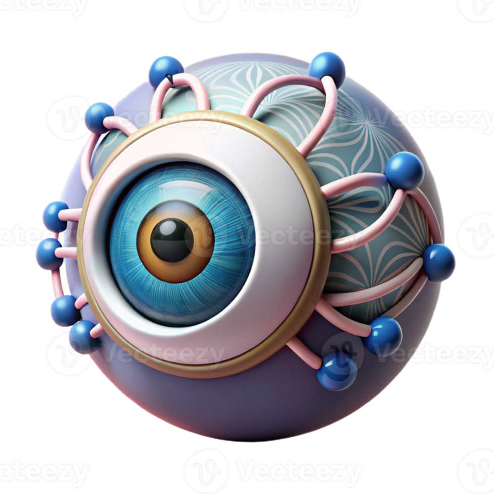 sumptuous victorian Concept art style, isolated cutout of a single cybernetic eye with intricate wiring, hyper-detailed, professional render, with Transparent Background precision png