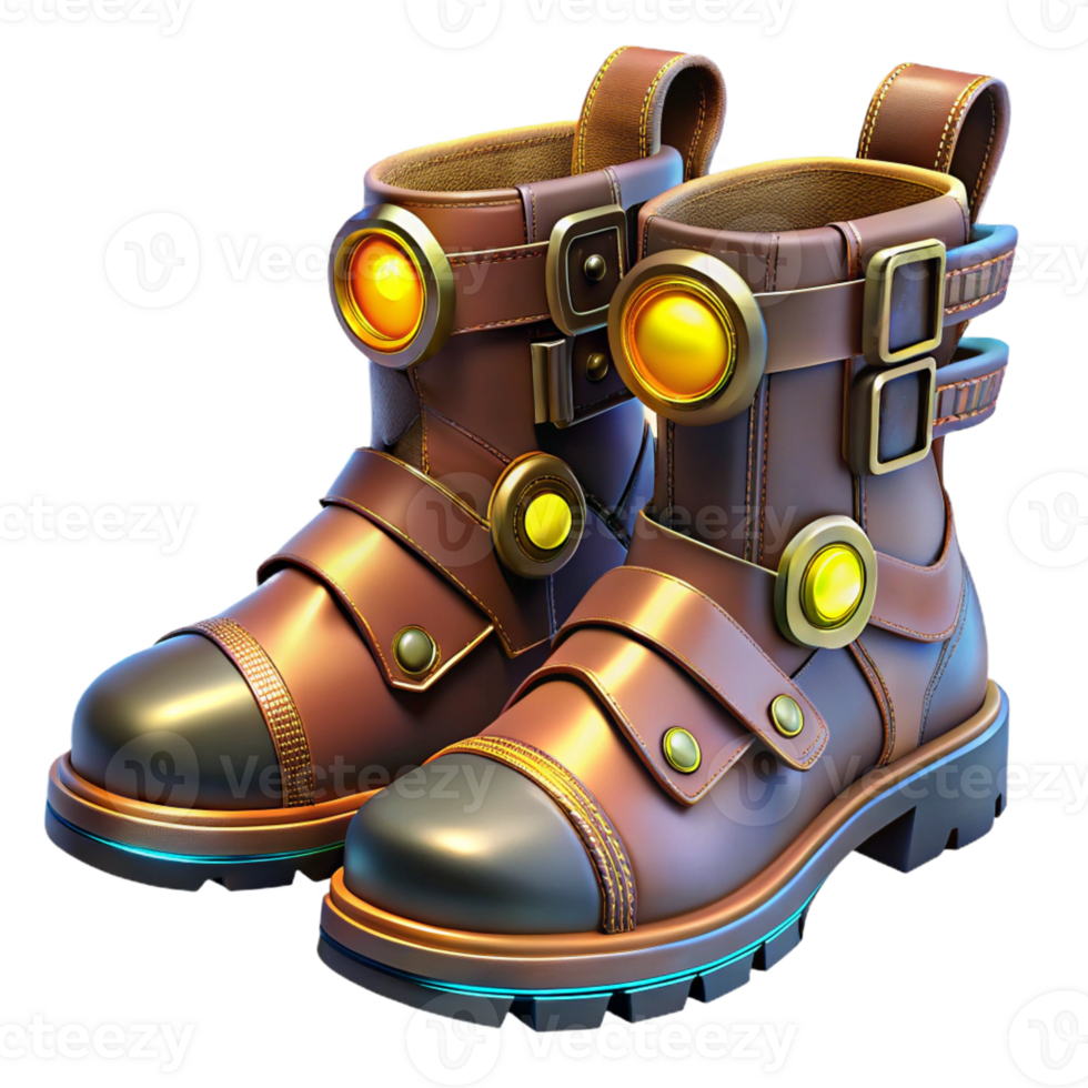 vibrant contemporary Steampunk Boots with Intricate Buckles genuine png