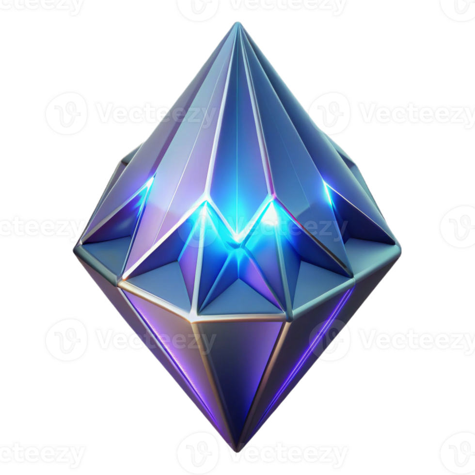 sumptuous timeless Alien crystal with intricate facets and glowing inner light with Transparent Background png