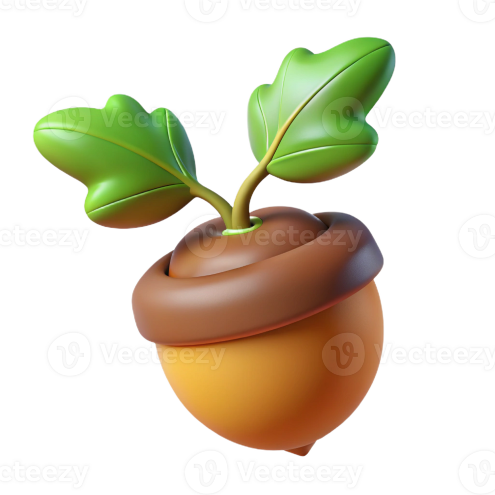 impressive creative A Sprouting Acorn with a Tiny Oak Tree 4K png