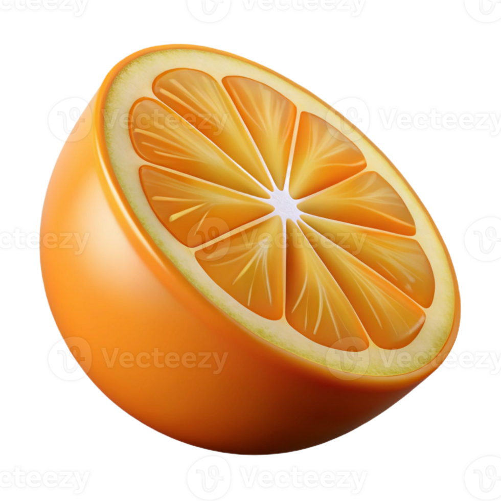 majestic art deco Ripe orange slice with Transparent Background luxury png