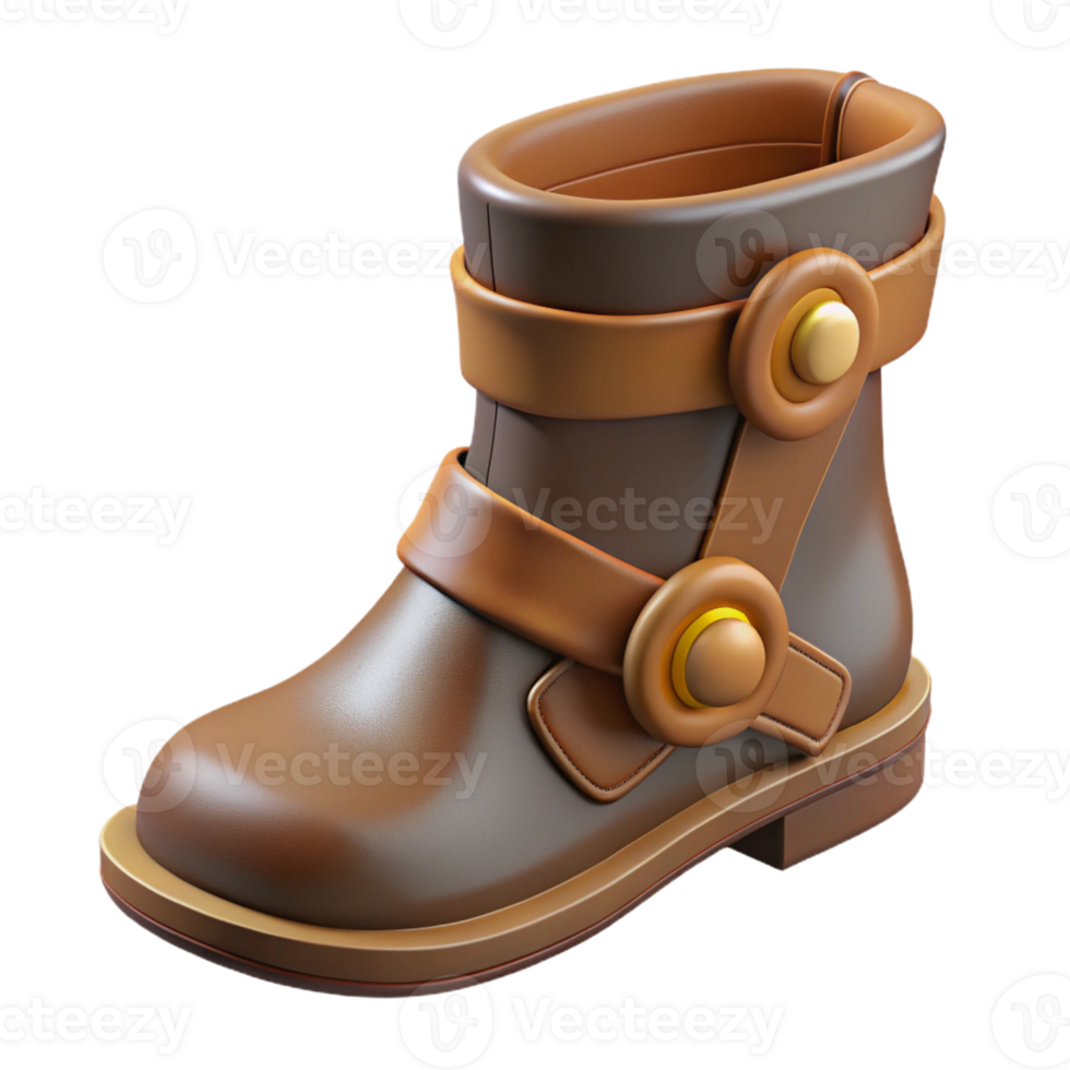 magnificent iconic A single leather boot, suitable for a fantasy adventurer with Transparent Background png