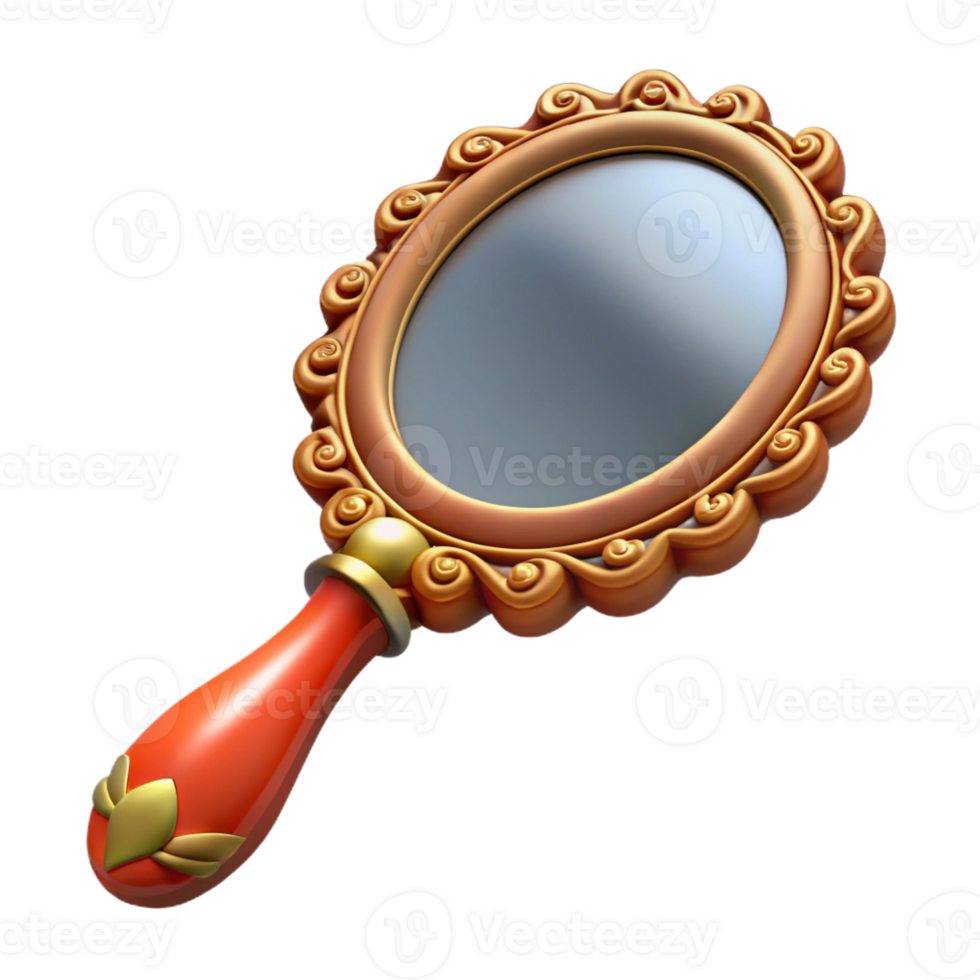 picturesque iconic Ultra-detailed, isolated cutout of a vintage hand mirror with an ornate frame with Transparent Background png