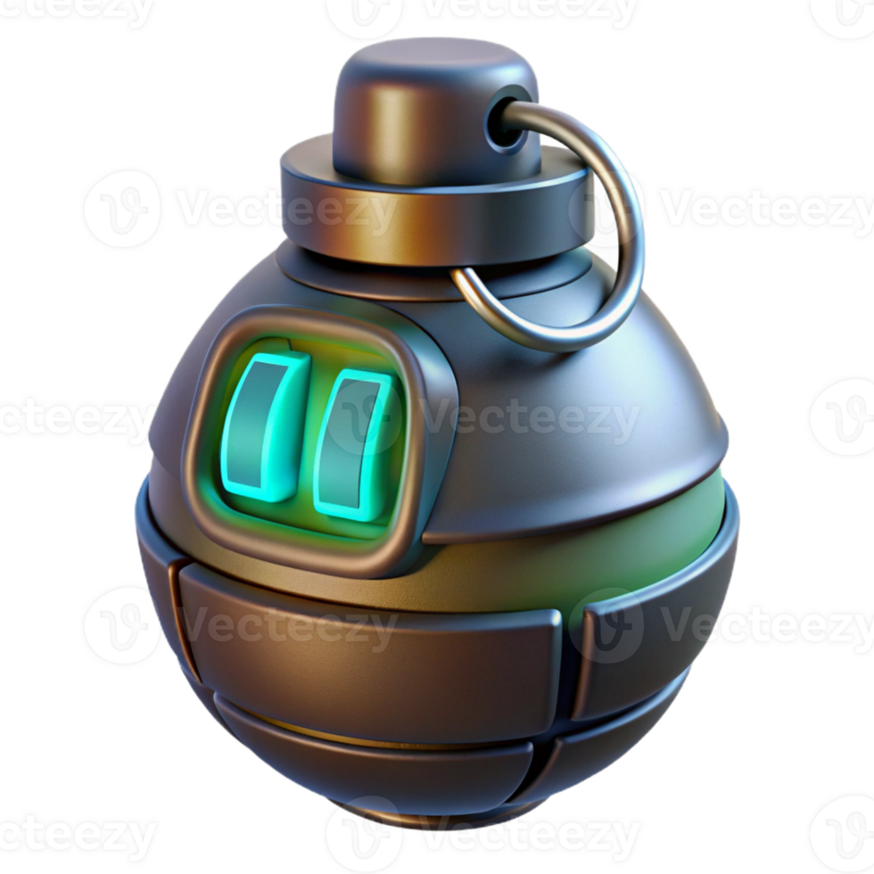 dramatic harmonious abstract Futuristic grenade with glowing core and digital countdown timer with Transparent Background top-tier png