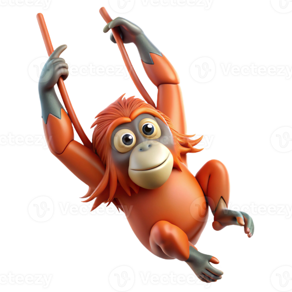 vibrant contemporary A Playful Orangutan Swinging Through the 4K png