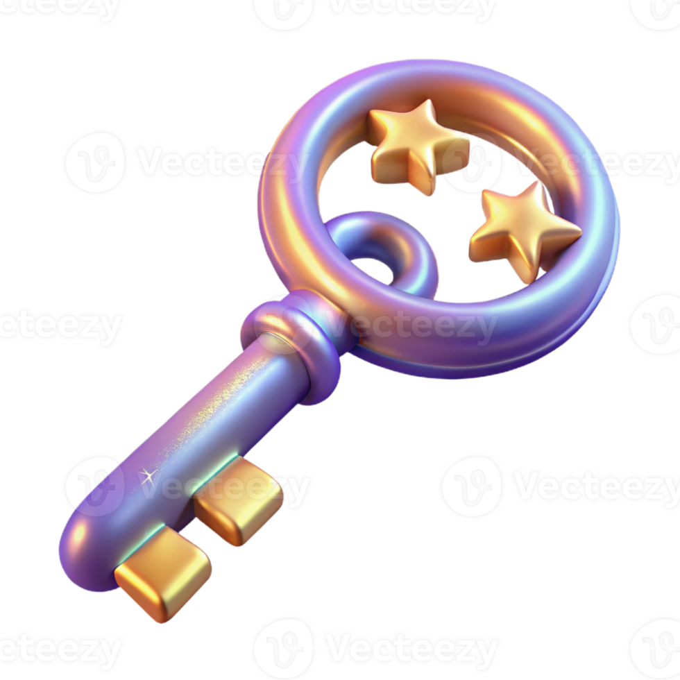dreamy exquisite Photorealistic, hyper-specific professional render, isolated cutout of a single, cosmic key, intricately carved with celestial symbols with Transparent Background museum quality png