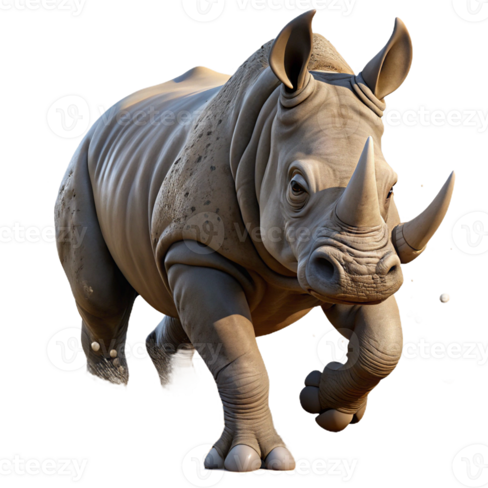 serene abstract A Powerful Rhinoceros Charging Through authentic png