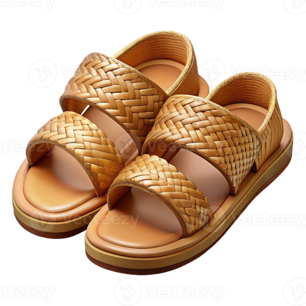 whimsical picturesque Photorealistic, ultra-detailed, isolated cutout, tribal woven sandals, natural fibers, intricate straps with Transparent Background refined png