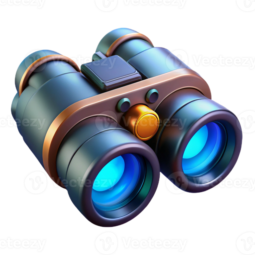 spectacular notable High-tech binoculars with glowing lenses and digital display with Transparent Background png