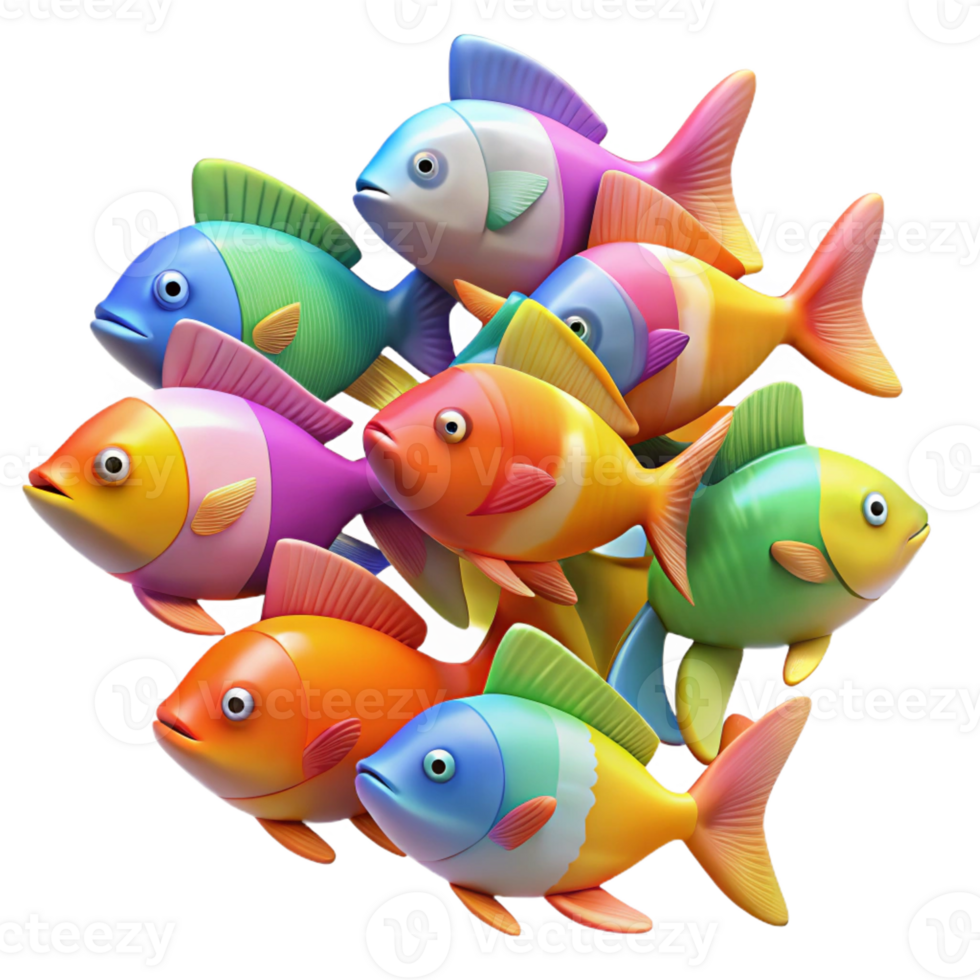 wonderful artistic A School of Colorful Fish Swimming in a authentic png