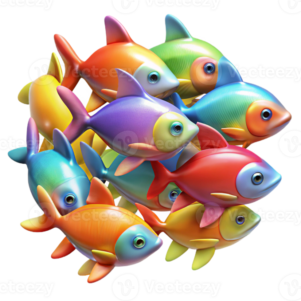 beautiful vintage A School of Colorful Fish Swimming in a premium png