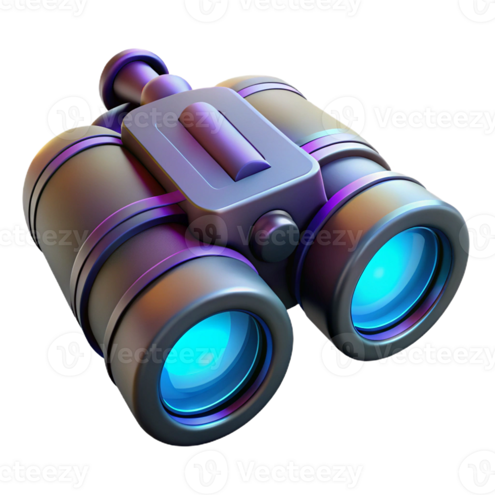 rare traditional High-tech binoculars with glowing lenses and digital display with Transparent Background precision png