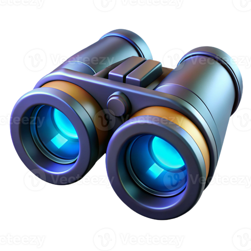 passionate vibrant High-tech binoculars with glowing lenses and digital display with Transparent Background fine detail png
