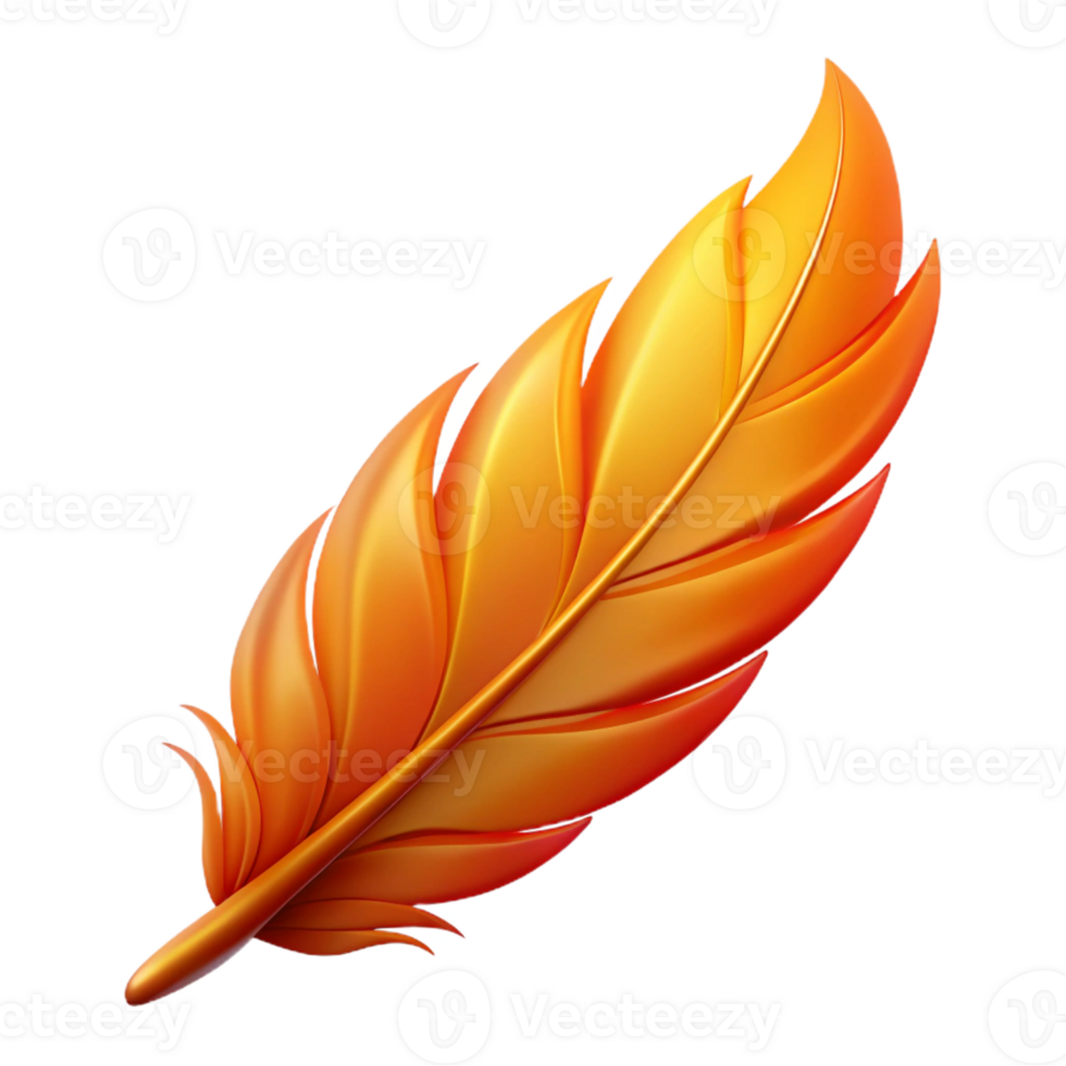 striking reflective surreal A stylized illustration of a phoenix feather with Transparent Background handcrafted png