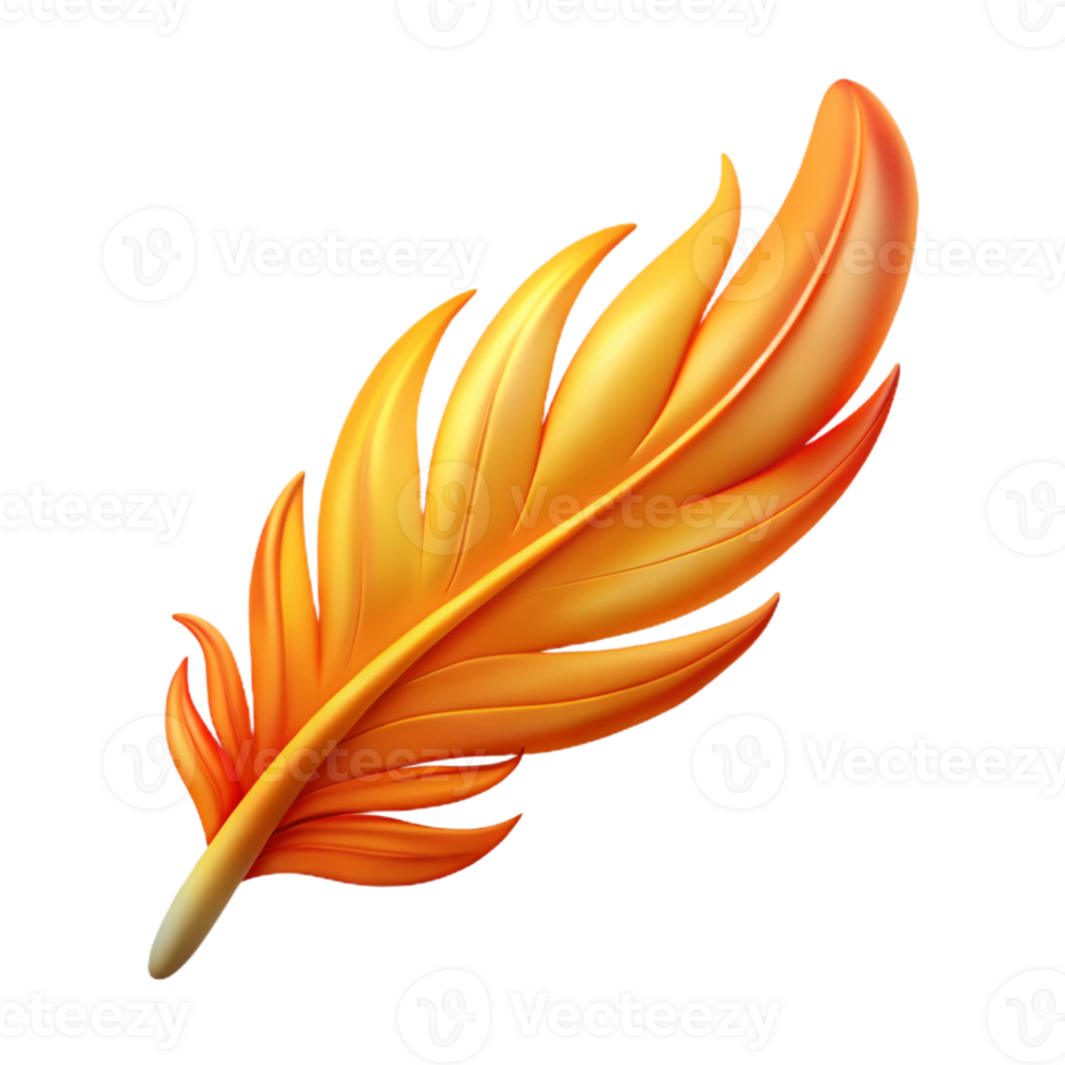 enchanting timeless A stylized illustration of a phoenix feather with Transparent Background png