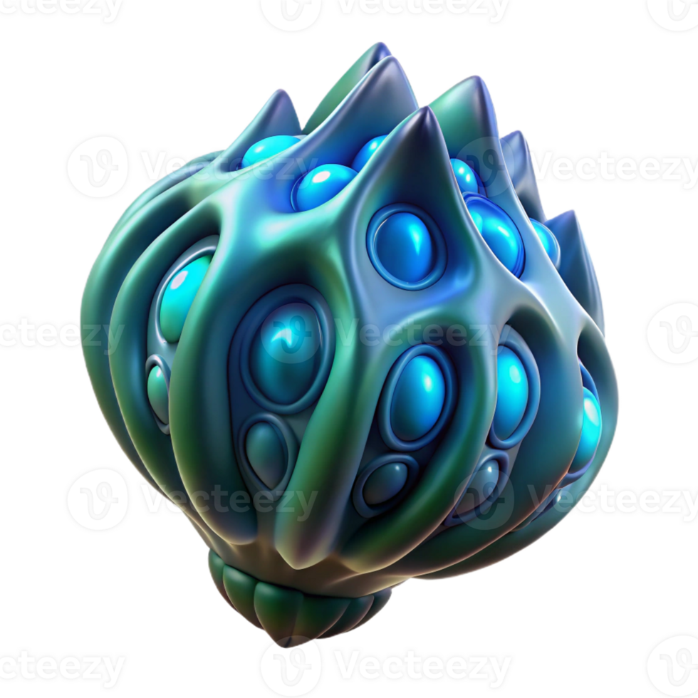 whimsical exquisite Alien seed pod with bioluminescent patterns and intricate details with Transparent Background 4K png