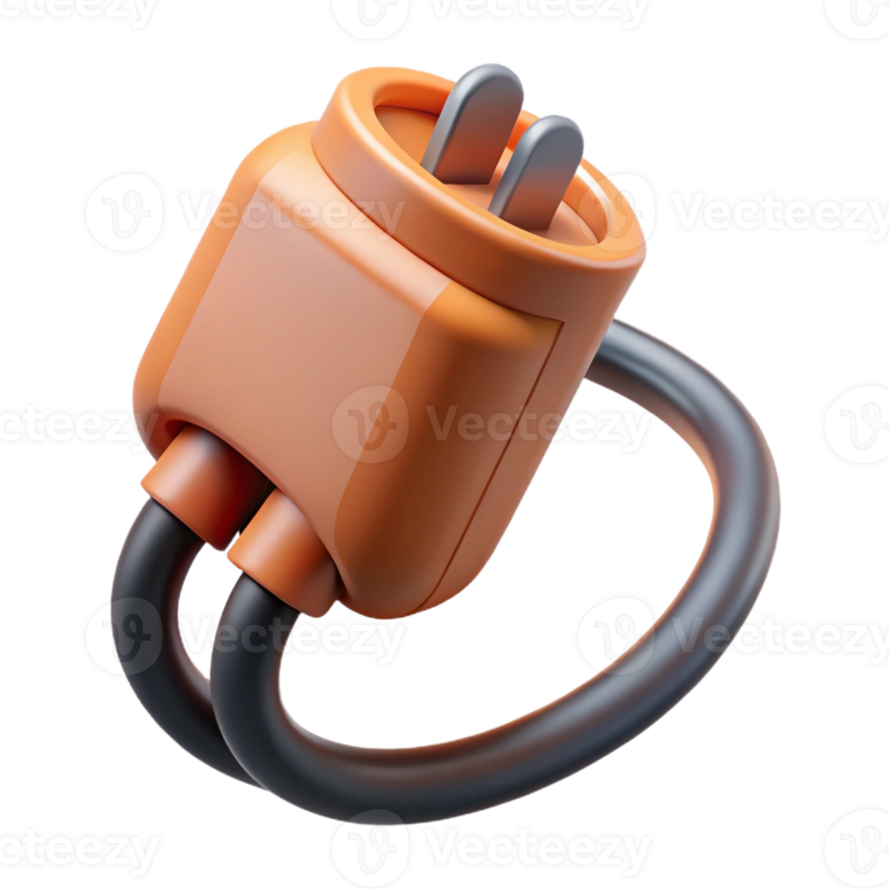 harmonious vibrant Isolated cutout, professional render of a single, hyper-realistic, ultra-detailed electric car charging cable, with Transparent Background fine detail png