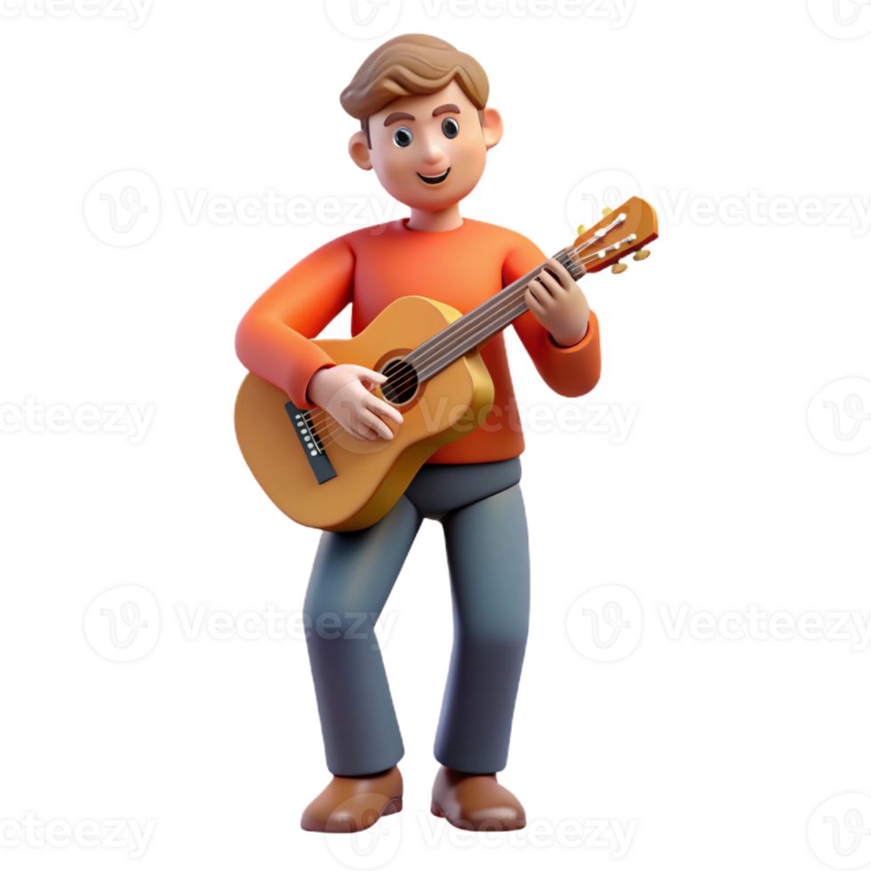 memorable elegant Musician with guitar, playing music, with Transparent Background gallery standard png