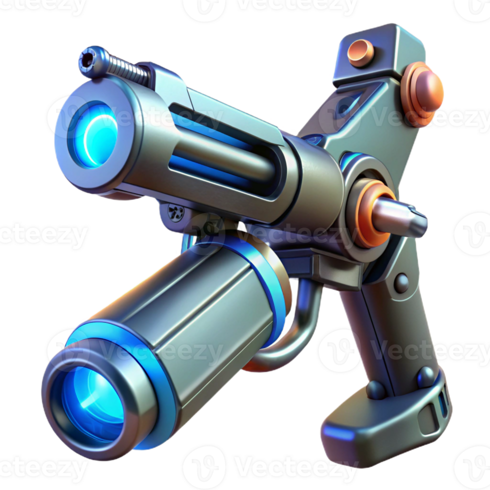 elegant futuristic Robotic arm holding a futuristic weapon with Transparent Background masterfully captured png