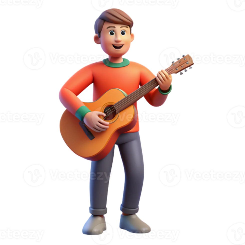 remarkable baroque Musician with guitar, playing music, with Transparent Background flawless png