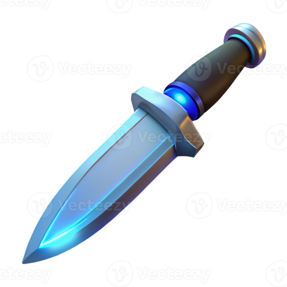 alluring melancholic modern Futuristic knife with glowing blade and intricate handle with Transparent Background original png