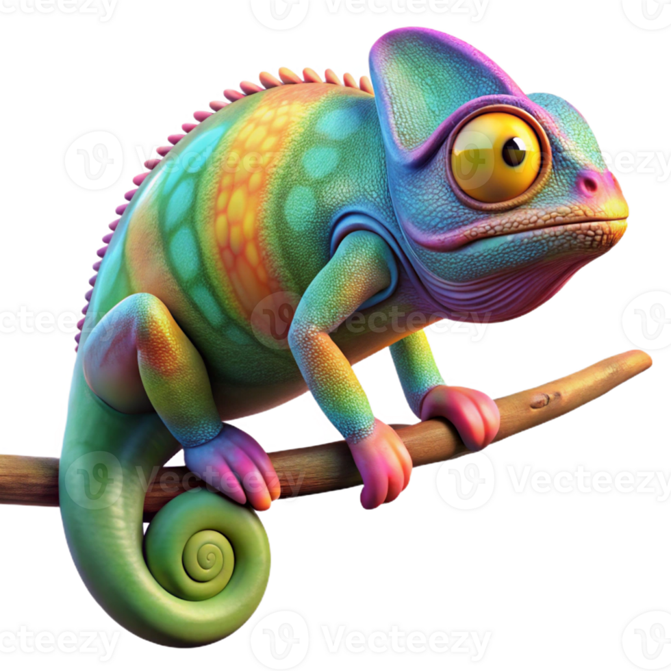 stunning contemporary A Vibrant Chameleon Perched on a Branch high resolution png