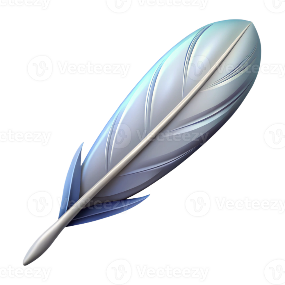 intense fascinating Concept art style, isolated cutout of a single, abstract, feather quill with Transparent Background handcrafted png