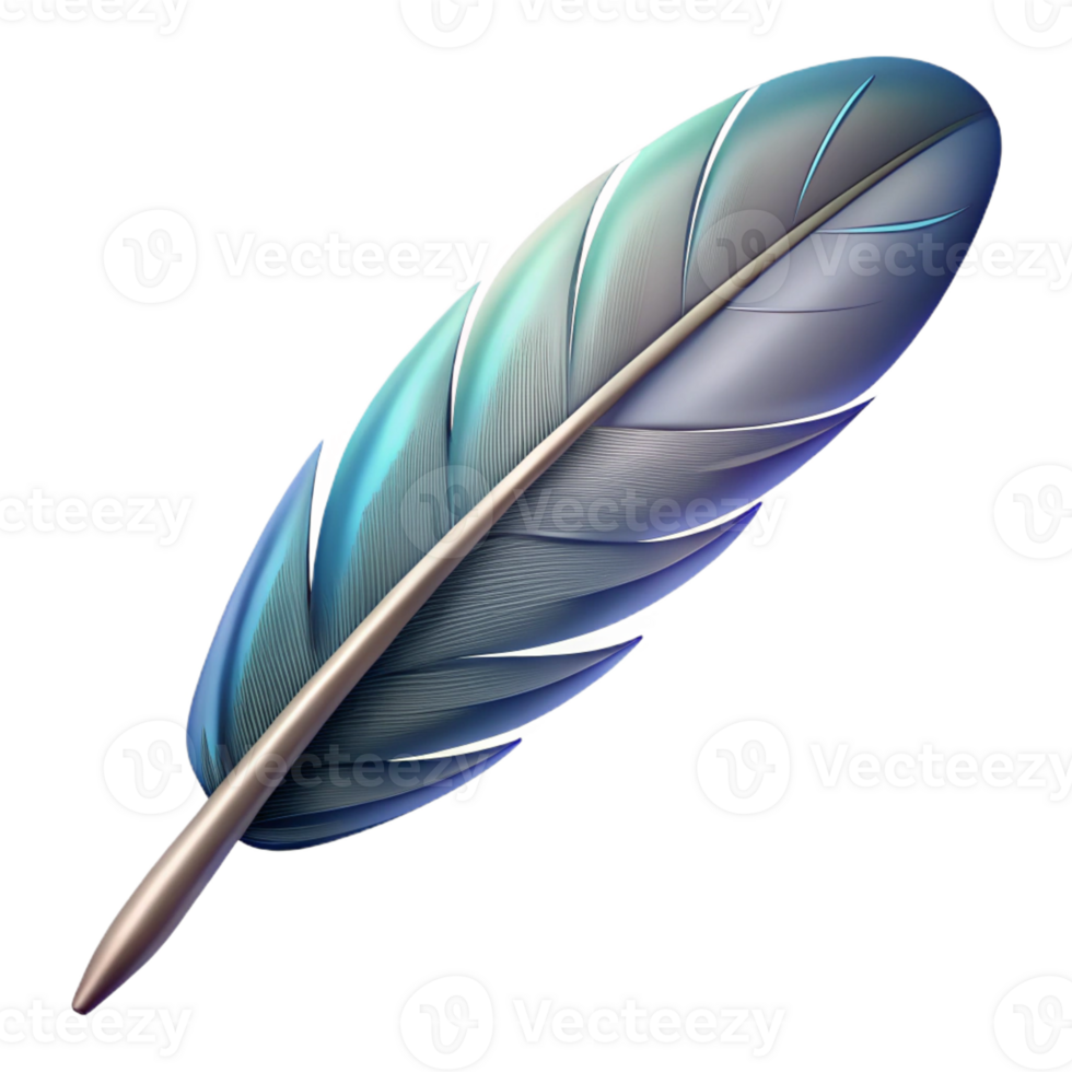 unforgettable surreal Concept art style, isolated cutout of a single, abstract, feather quill with Transparent Background flawless png