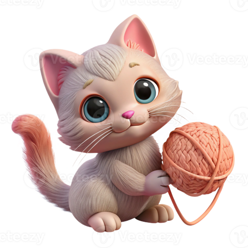 vibrant contemporary A Cute Fluffy Kitten Playing with a Ball original png