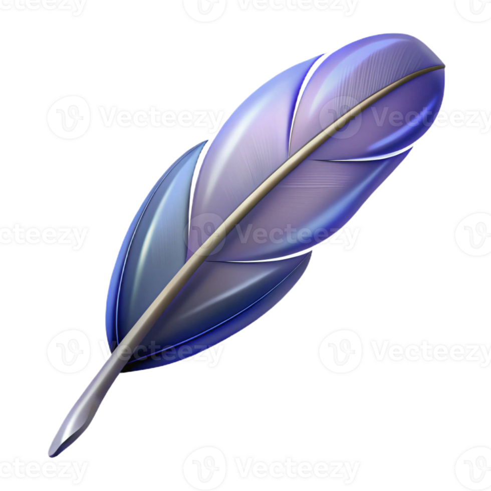 impressive coveted Concept art style, isolated cutout of a single, abstract, feather quill with Transparent Background png