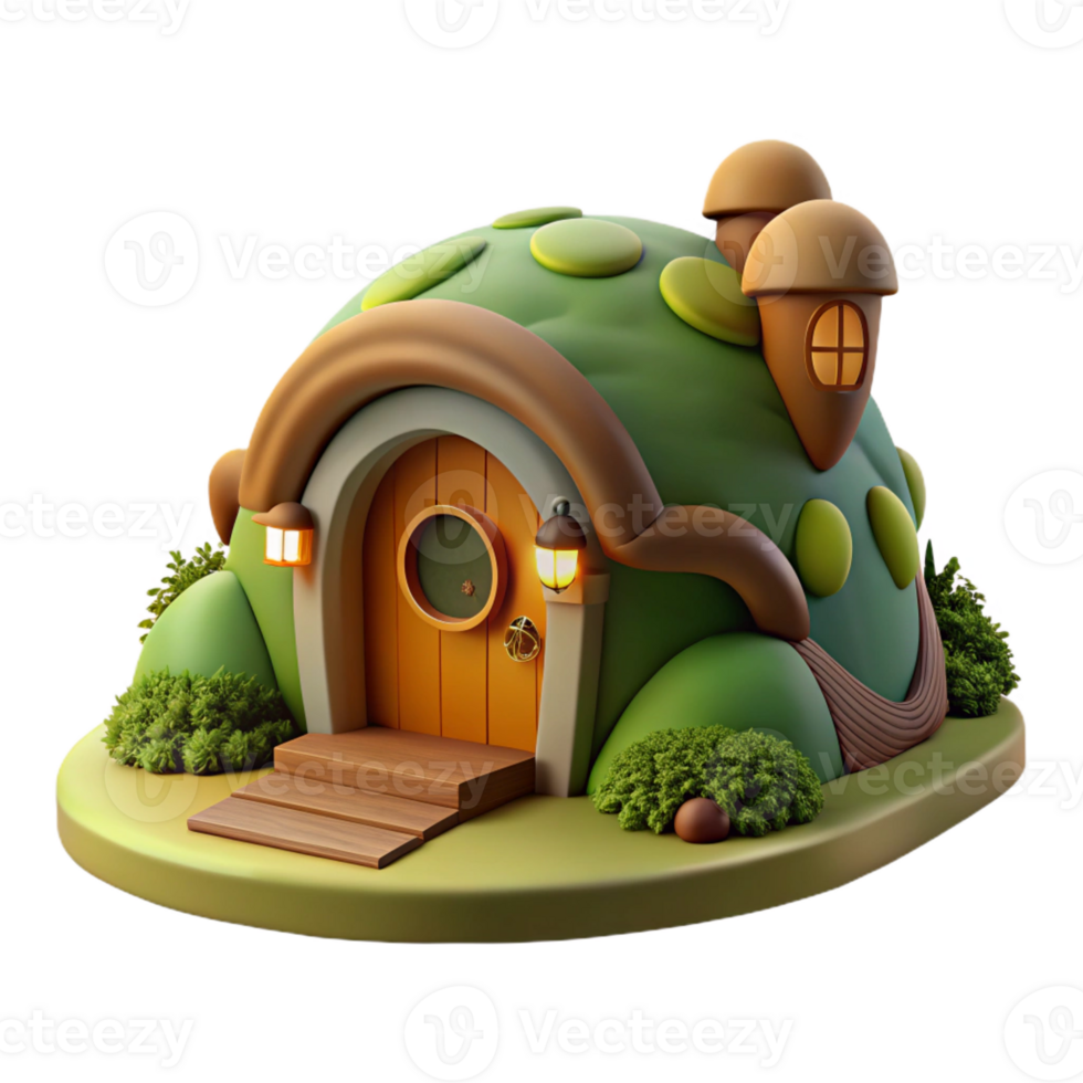 dramatic modern A Cozy Hobbit Style Underground Dwelling 4K png