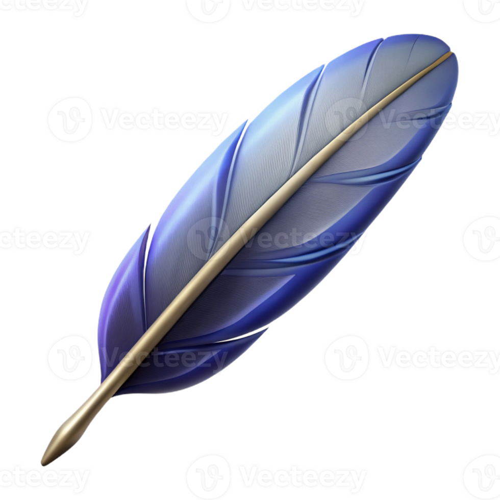 spectacular bold mid-century Concept art style, isolated cutout of a single, abstract, feather quill with Transparent Background fine detail png