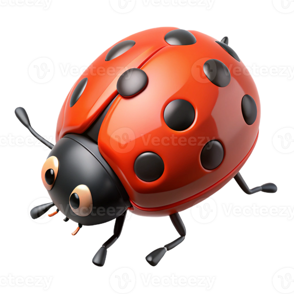 energetic fascinating Ladybug, red with black spots, crawling, with Transparent Background masterfully captured png