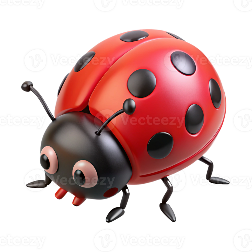 glorious ethereal retro Ladybug, red with black spots, crawling, with Transparent Background top-tier png