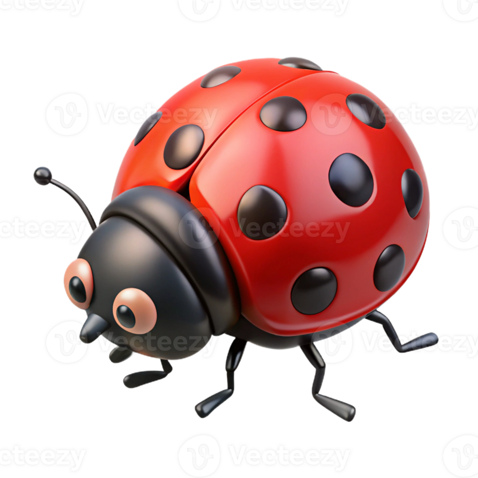 passionate glorious Ladybug, red with black spots, crawling, with Transparent Background artisan png
