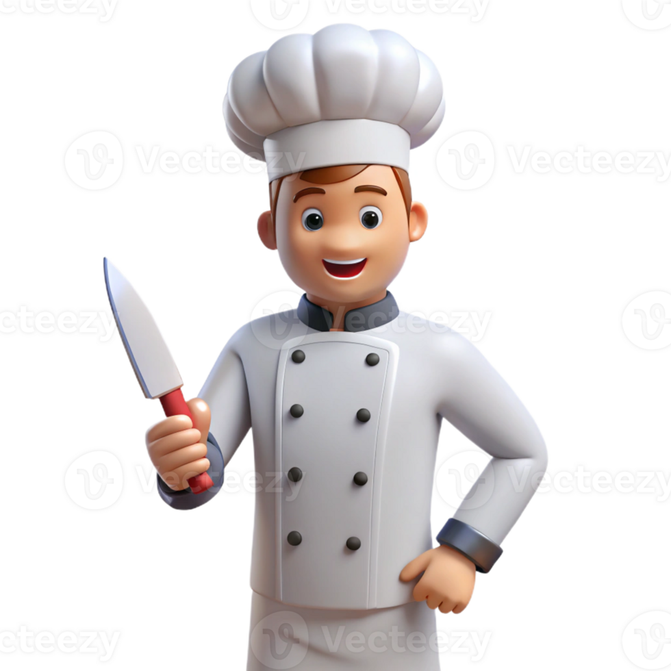 picturesque geometric Chef in uniform holding a knife with Transparent Background refined png