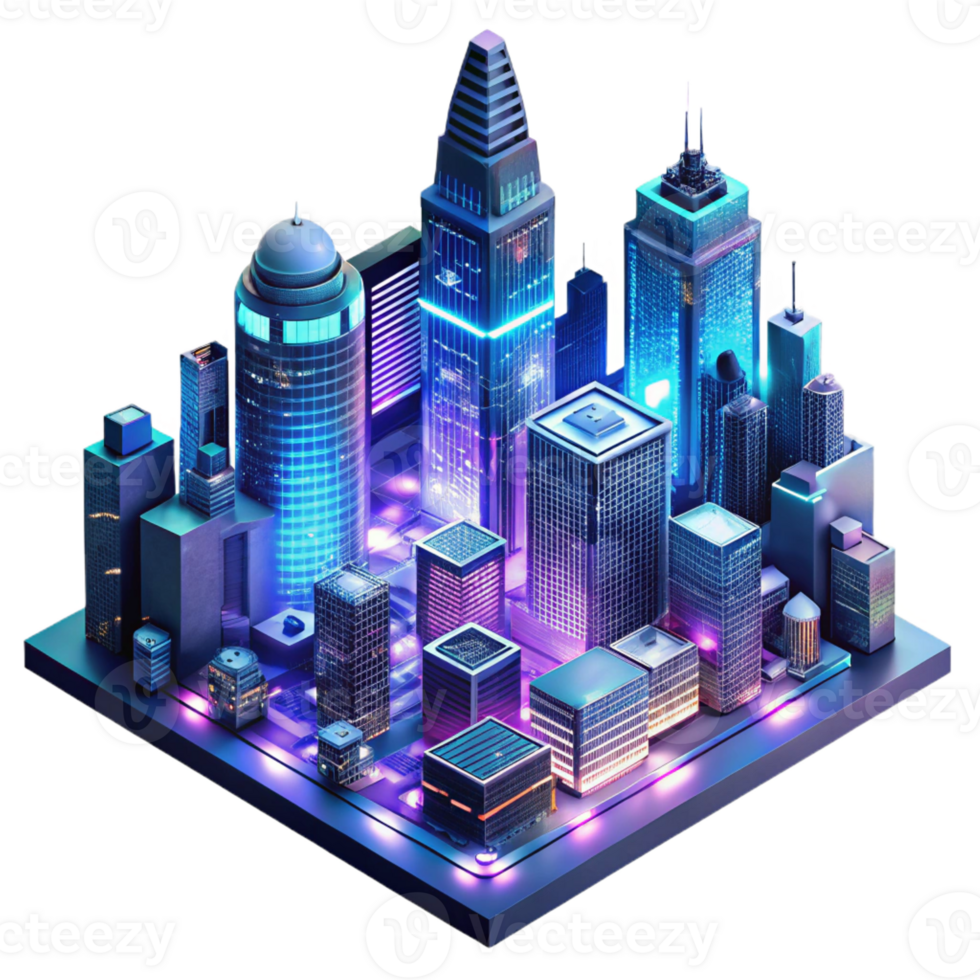 stunning traditional A Futuristic Cityscape at Night Towering authentic png