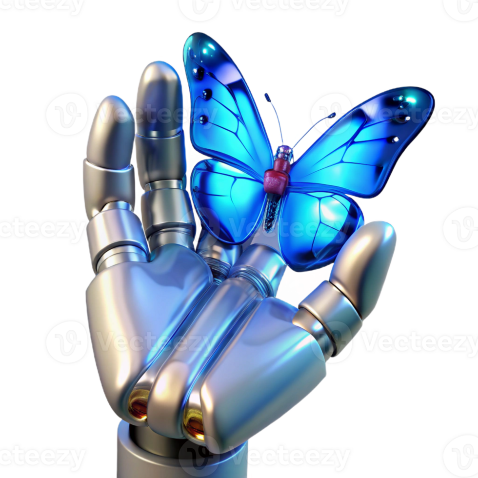 stunning abstract A Transparent Robotic Hand Intricately 4K png
