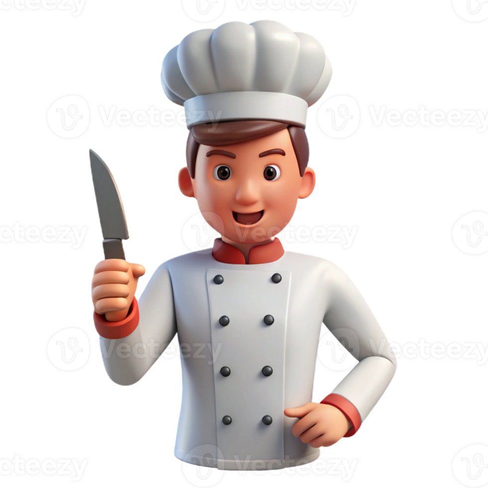 exquisite mysterious artistic Chef in uniform holding a knife with Transparent Background luxury png
