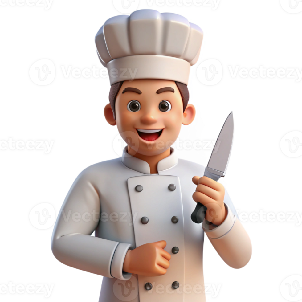 exquisite modern Chef in uniform holding a knife with Transparent Background gallery standard png