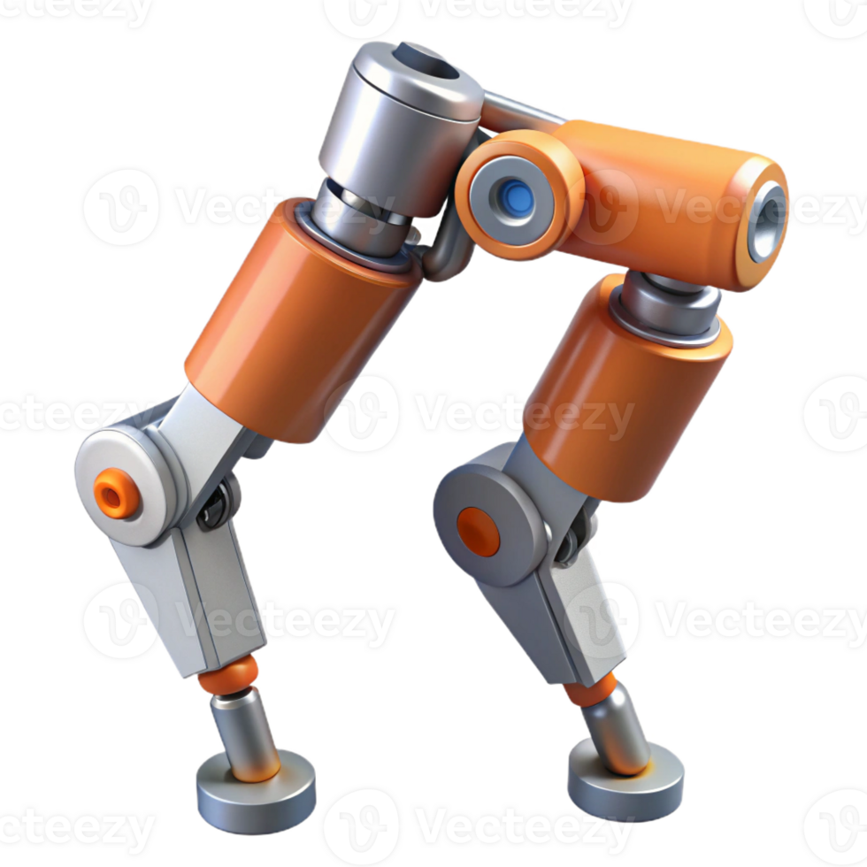 gorgeous surreal Robot leg, articulated joints, hydraulic pistons with Transparent Background detailed png