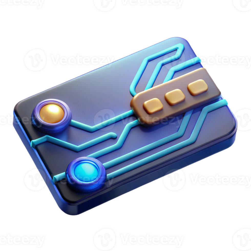 mysterious breathtaking Sci-fi keycard, glowing circuitry, digital display with Transparent Background refined png
