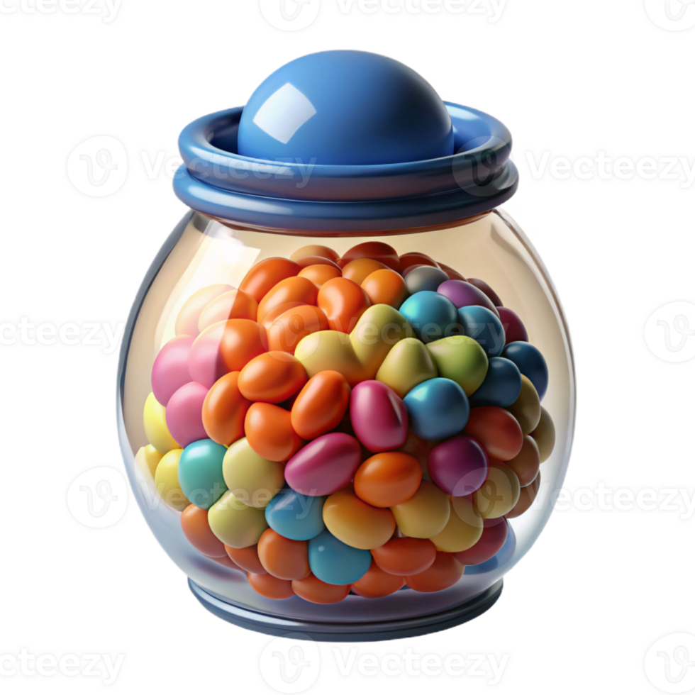 inspired modern Professional render, concept art style, isolated cutout of a floating brain encased in a glass jar filled with colorful marbles with Transparent Background 4K png