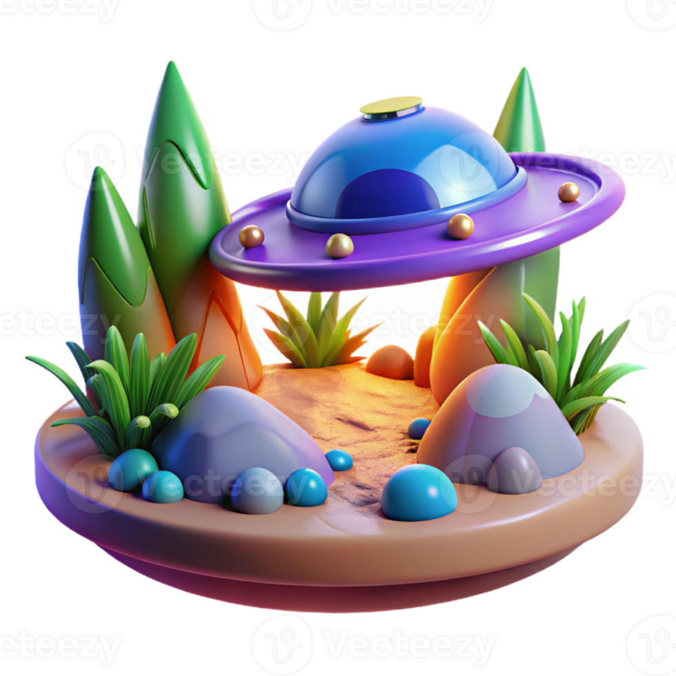 extraordinary rustic A Spaceship Landing on a Lush Alien 4K png