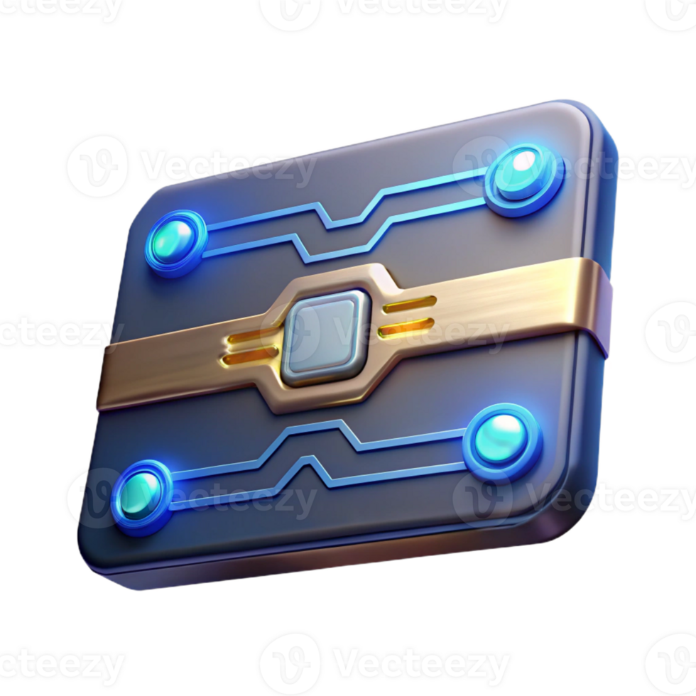 gorgeous nostalgic tropical Sci-fi keycard, glowing circuitry, digital display with Transparent Background elite png